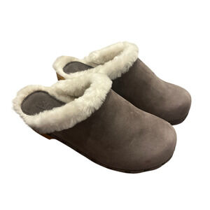 Sanita Hese Womens Wood Studded Clog Shoe Size 5.5 (Eur 36) Mule Shearling Lined